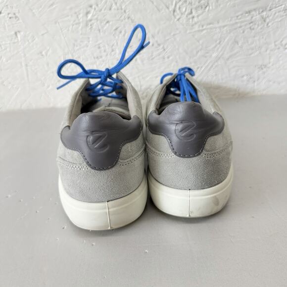 ECCO Soft 7 Men’s Sneakers Gray Suede Leather Blue Lace Comfort Shoes US 9-9.5 main image 8